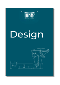 Copertina del catalogo bilance design Wunder con disegno tecnico della bilancia 960 e la scritta design